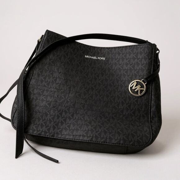 Michael Kors Jet Set Travel Large Messenger Crossbody MK Signature Black NWT - Picture 1 of 10